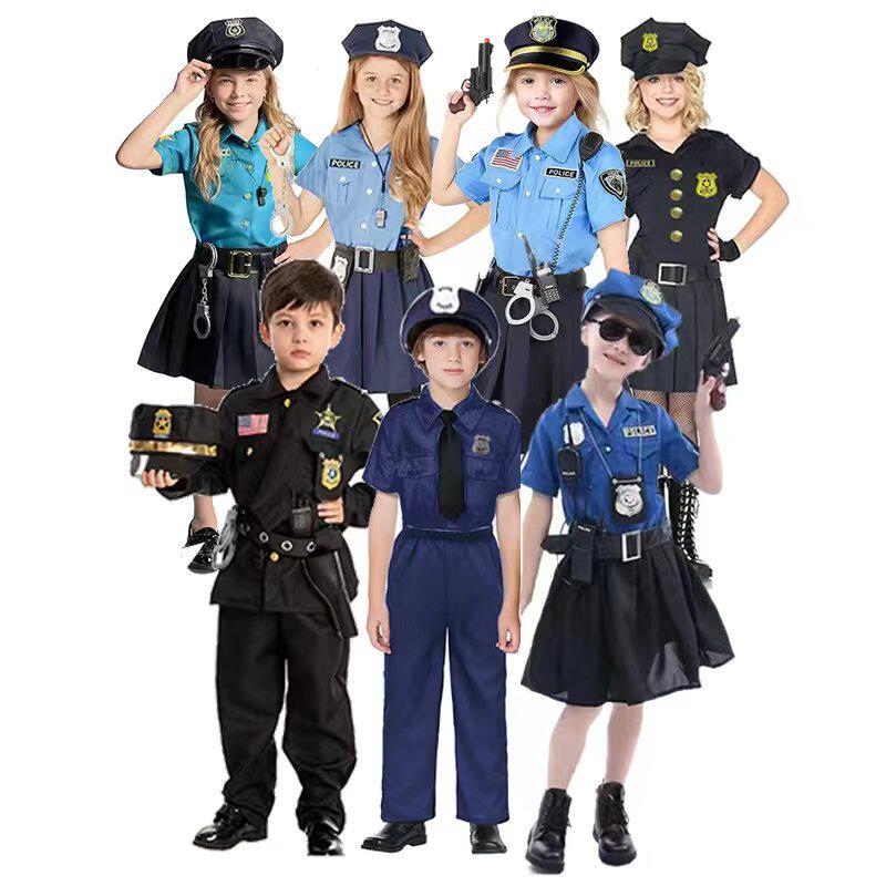 万圣节儿童警察服角色扮演女款警察服表演万圣节变装舞会派对服装