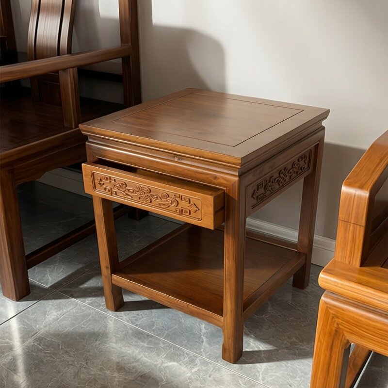 中国结抽屉款实木方几沙发边角几小茶几小方桌置物架鱼缸架奇石桌