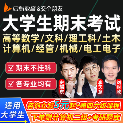大学期末考试辅导网课数学物理学计算机机械电子经济土木工科文科