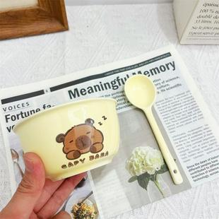 卡皮巴拉碗家用高颜值可爱水豚釉下彩餐具陶瓷饭碗学生宿舍ins风