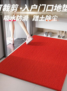红色地垫入户门垫进门口乔迁结婚喜庆防滑耐脏高级感脚垫家用地毯