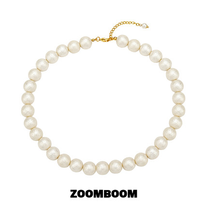 ZOOMBOOM 法式棉花珍珠项链女大珠锁骨链choker