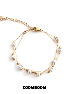 ZOOMBOOM 双层金贝珠手链女小香风精致百搭高级感日韩手饰