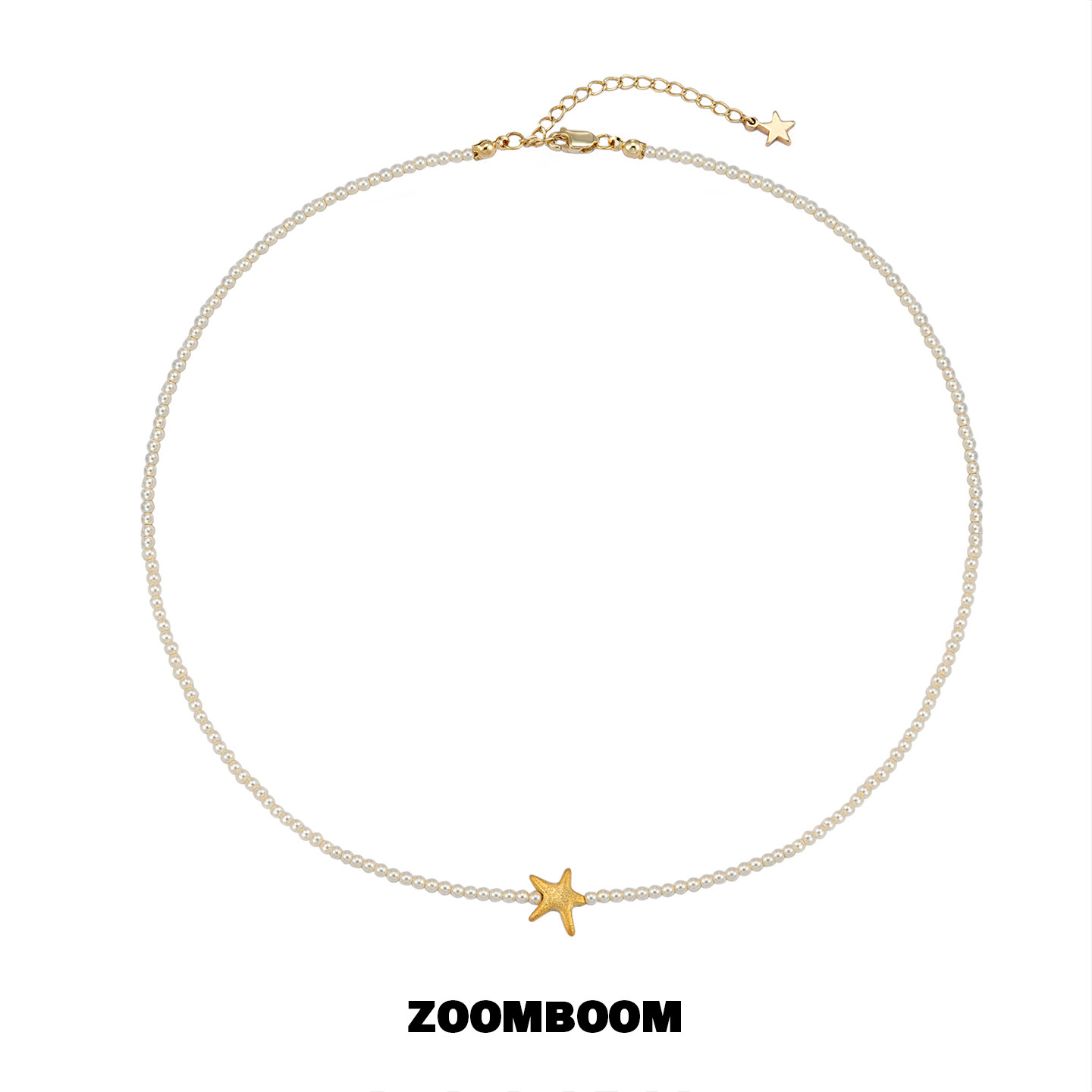 ZOOMBOOM 拉丝海星小米珠珍珠项链女气质星星锁骨链轻奢小众简约