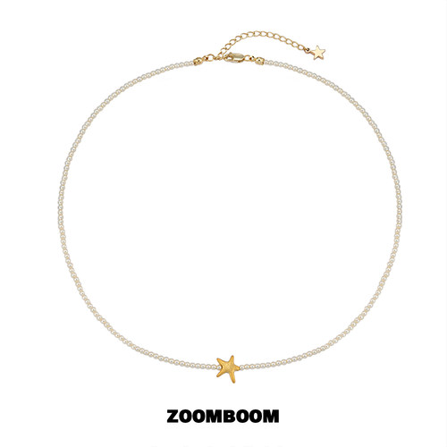 ZOOMBOOM 拉丝海星小米珠珍珠项链女气质星星锁骨链轻奢小众简约