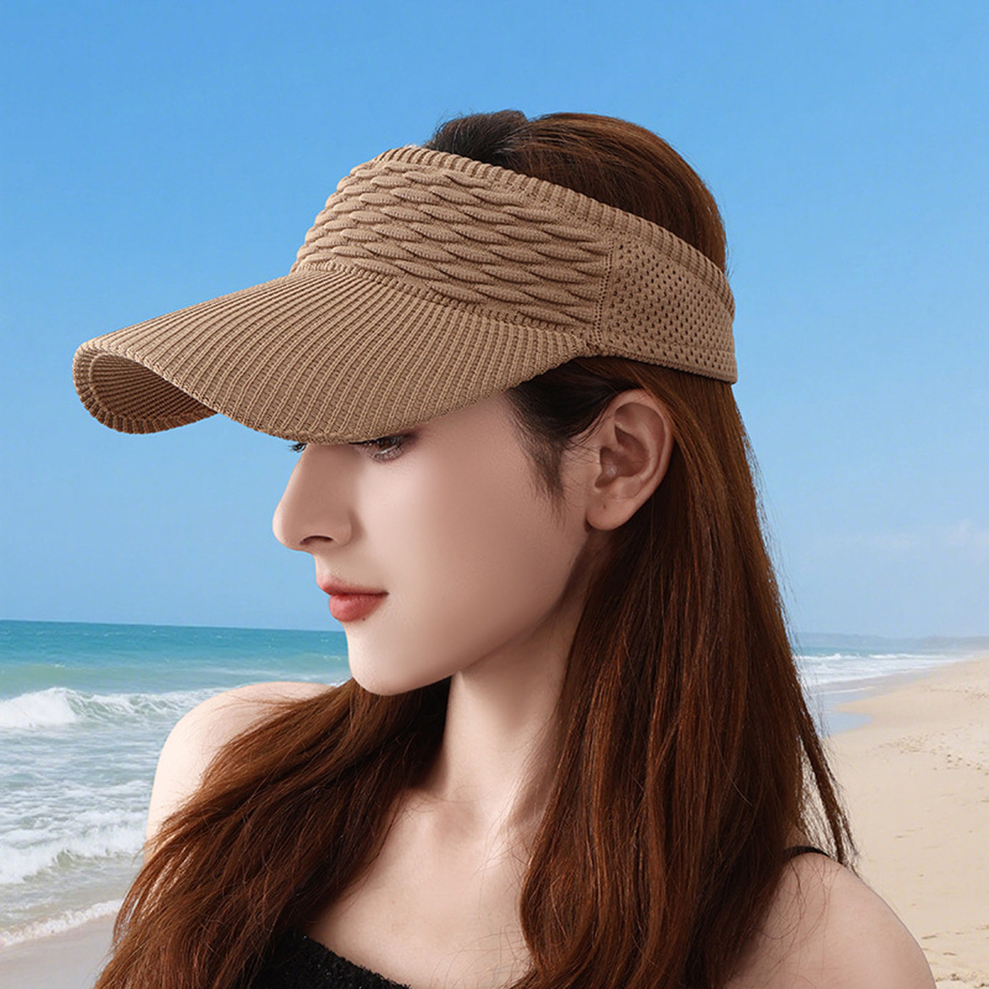 遮阳帽女新款夏季跑步防晒鸭舌帽大檐无顶运动帽春秋空顶太阳帽子