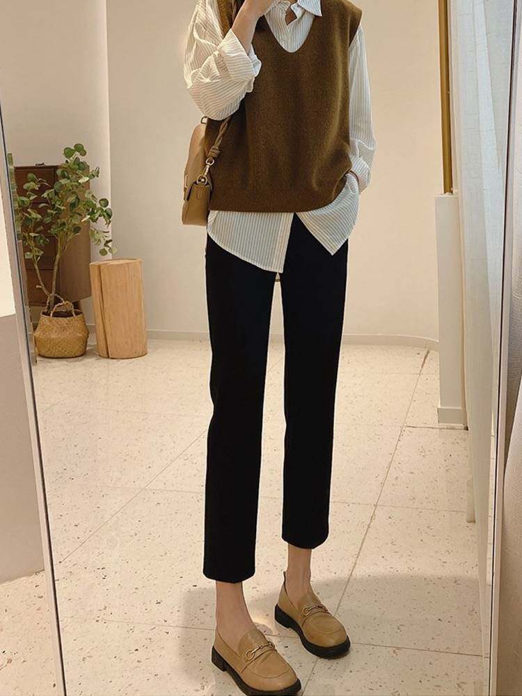西装裤女春秋新款八分女裤休闲小休闲裤