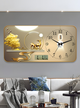 高档万年历客厅挂钟家用钟表静音中式创意墙上时钟卧室石英钟挂表