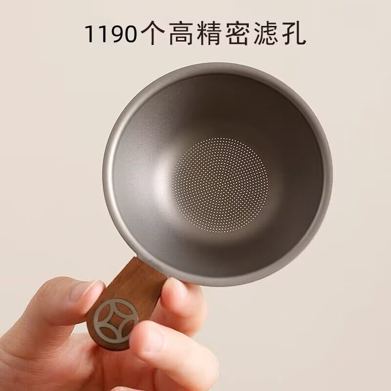 纯钛茶漏一体千孔超细茶叶过滤网图片