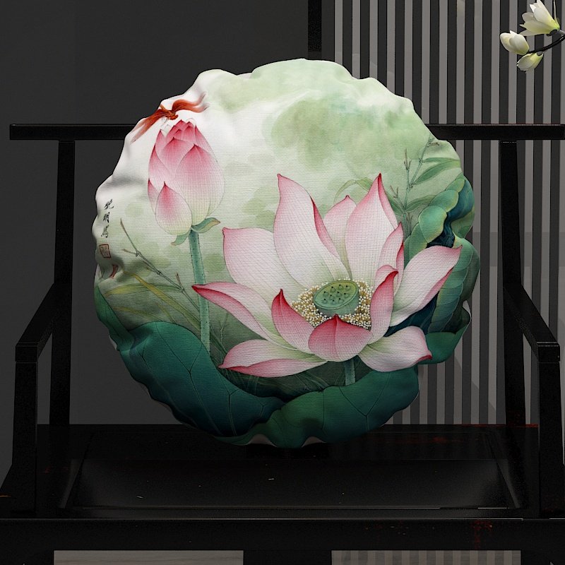 抱枕圆形亚麻荷花红木椅子靠背垫茶椅垫新中式中国国内外靠枕腰枕,居家布艺,靠垫/抱枕,淘宝优惠券,粉丝福利购,淘宝优惠卷