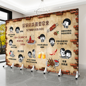 烧烤餐厅屏风隔断私人房间可折叠移动推拉简易挡风玻璃餐厅火锅烤
