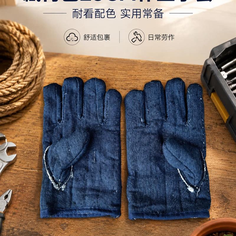 五指加厚帆布夹棉烘培隔热耐高温微波炉烤箱烤炉工业加长商用手套