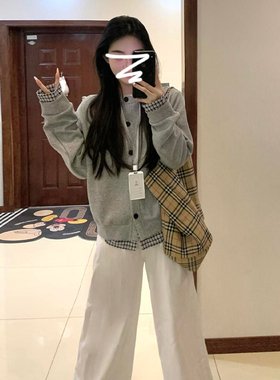 2025新款韩系穿搭灰色卫衣外套女秋冬季爆款棒球服开衫假两件上衣