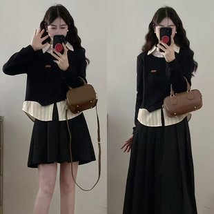 假两件拼接上衣 实拍 胖mm新款 女装 百褶半身裙 大码