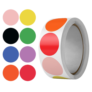 500张/卷彩色圆点封口贴圆形自粘性不干胶分类编号记号即时贴标签纸手写可14种颜色25mm数字号码不干胶标签