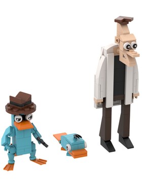 SETbricks积木飞哥与鸭嘴兽泰瑞汉斯杜芬舒斯博士造型模型玩具