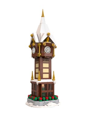 setbricks积木圣诞街钟村落降临日历组装拼装模型高砖零件MOC玩具