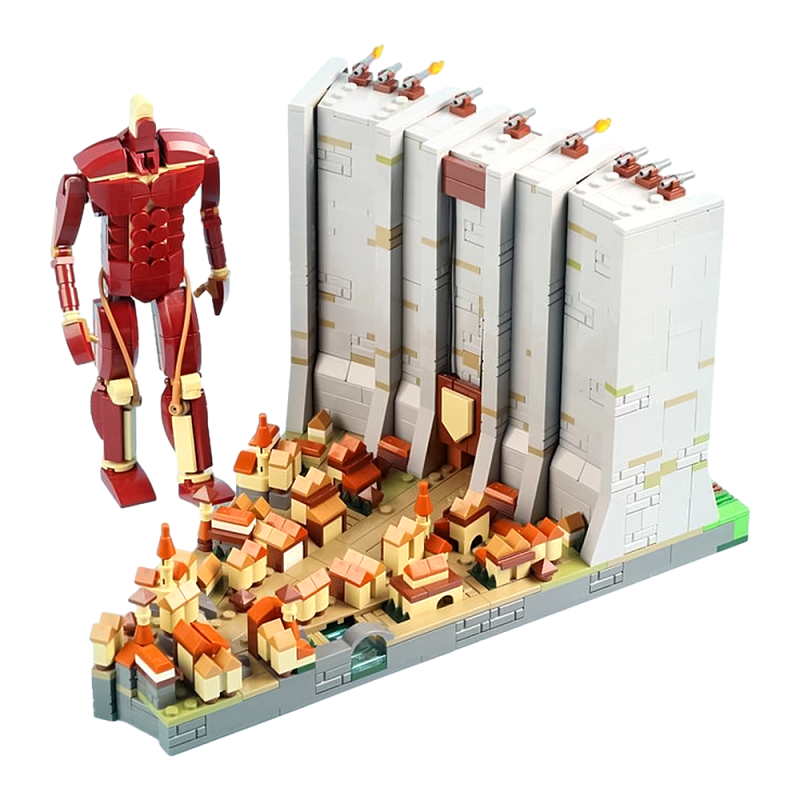 SETbricks积木进击的巨人玛利亚之墙MOC-129657动漫场景玩具