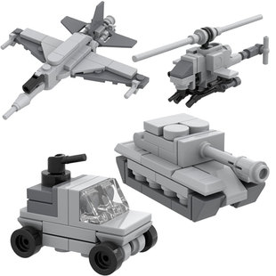 中国积木拼装飞机模型摆设歼击机直升机战斗机坦克儿童男军事玩具