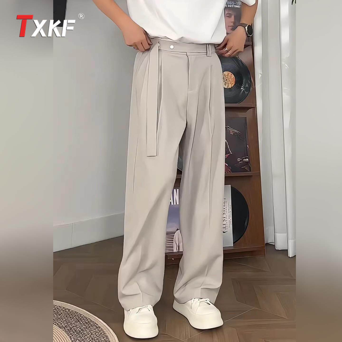 潮牌垂感休闲西裤男士2026新款夏季男裤宽松阔腿直筒西装裤子男款