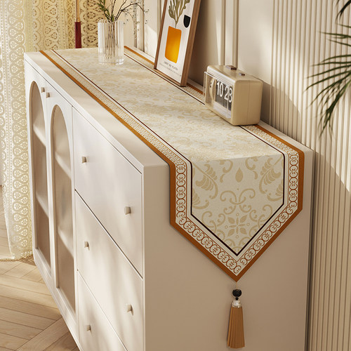 桌旗轻奢高端餐柜电视柜新中式长条桌布茶台边柜斗柜盖布餐桌垫