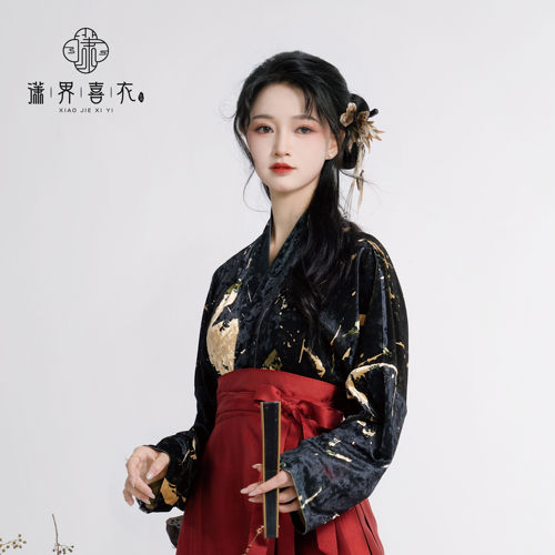 潇界喜衣丝绒飞机袖汉服钻石绒