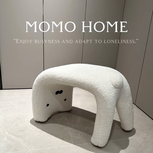 MOMO 凳网红羊羔绒玄关凳卡通座椅梳妆化妆凳 HOME家居猫咪换鞋