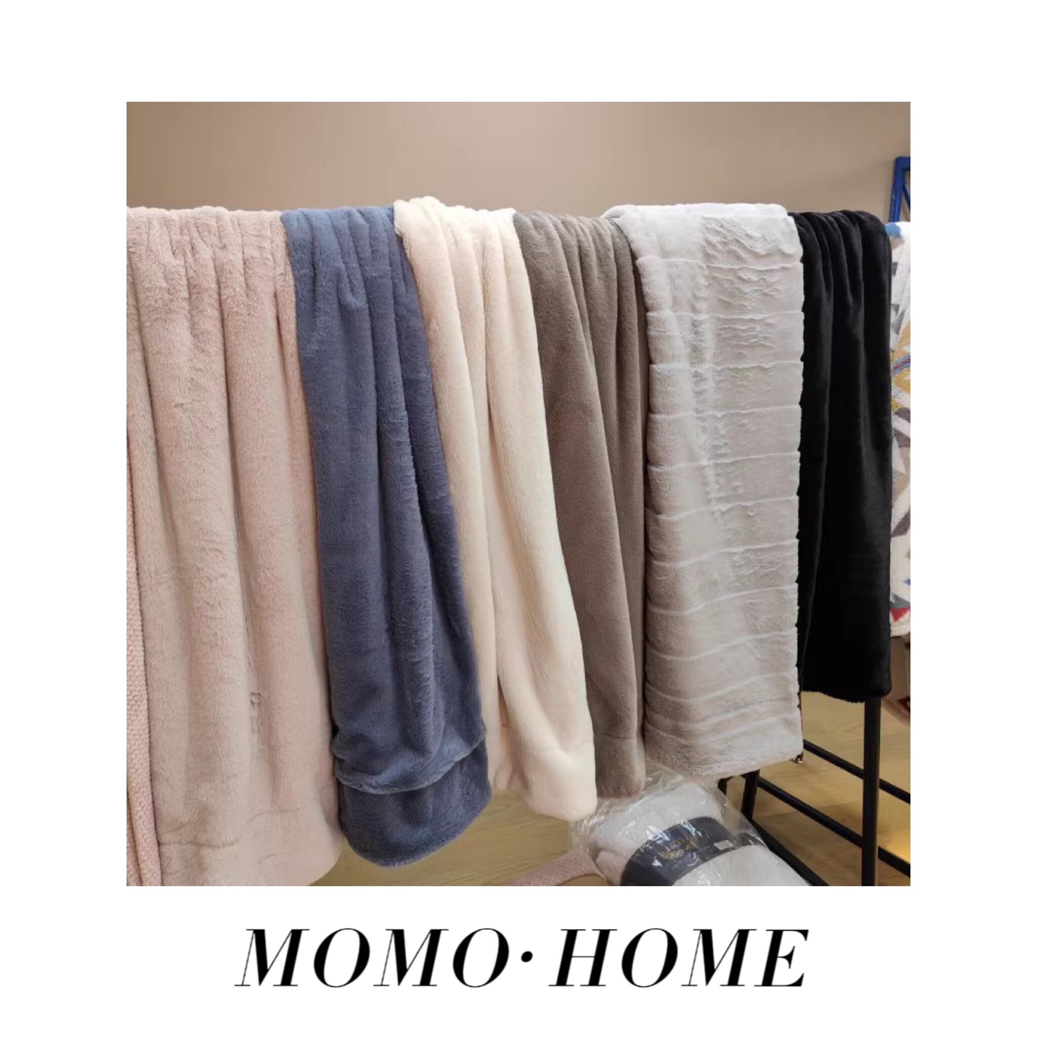 MOMO HOME家居毛毛绒超厚双层毯小兔毛加厚毛毯盖毯沙发毯