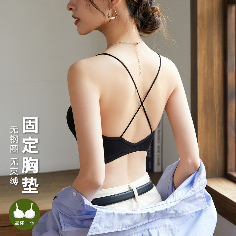 交叉带女2025新款网红爆款带胸垫文胸一体式内衣美背吊带背心抹胸,女士内衣/男士内衣/家居服,抹胸,淘宝优惠券,粉丝福利购,淘宝优惠卷