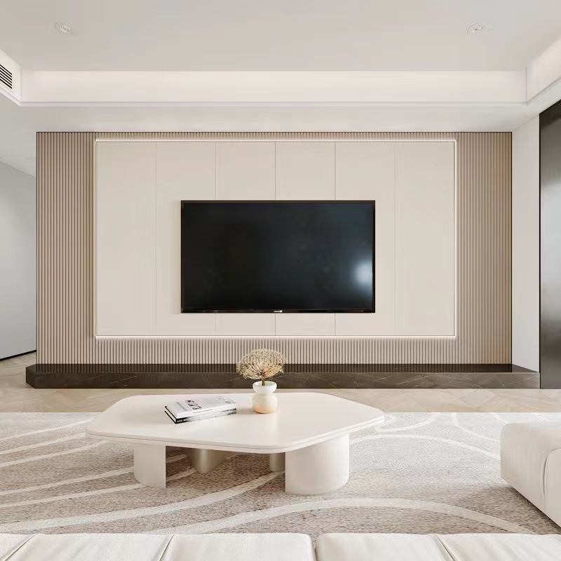 竹木纤维集成墙吊顶石塑快装电视背景墙护墙板PVC扣板木饰面板