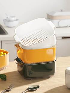Double-layer vegetable washing basin, drain basket, kitchen