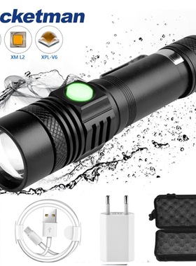 5000LM Led flashlight USB torch Zoomable 18650 Bicycle Light