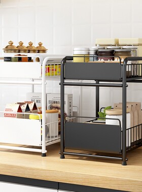Kitchen seasoning storage rack Push pull drawer cabinet跨境