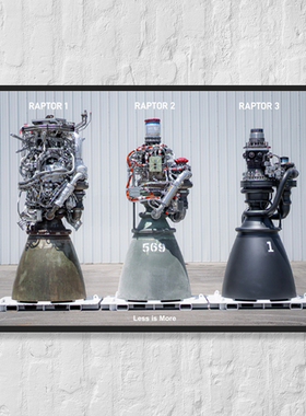 [Less is More]猛禽三代同框海报-AskMusk出品-星舰/科技/摆画