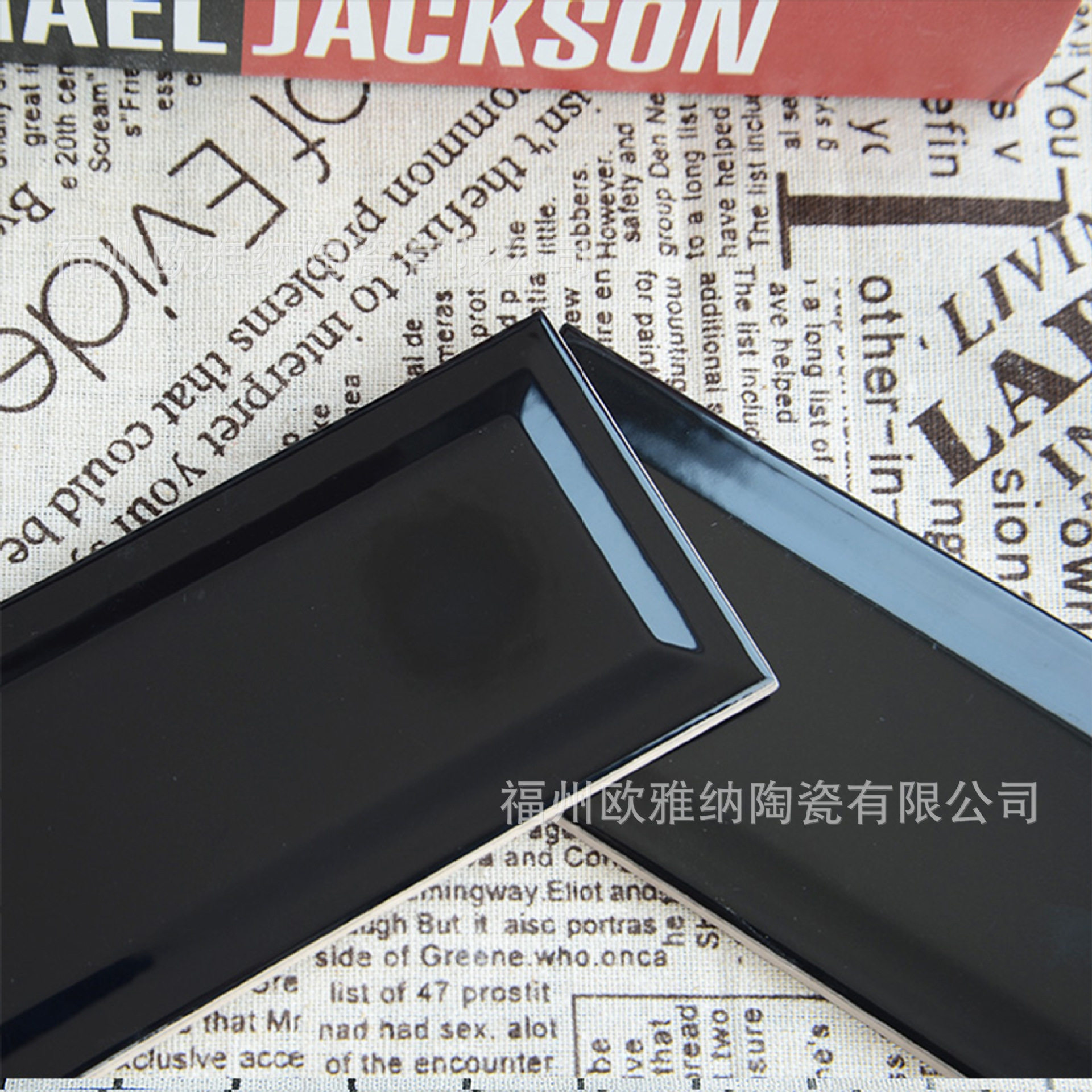 批发小规格卫生间厨房不透水瓷砖75x150黑色不透水斜边彩色釉面砖