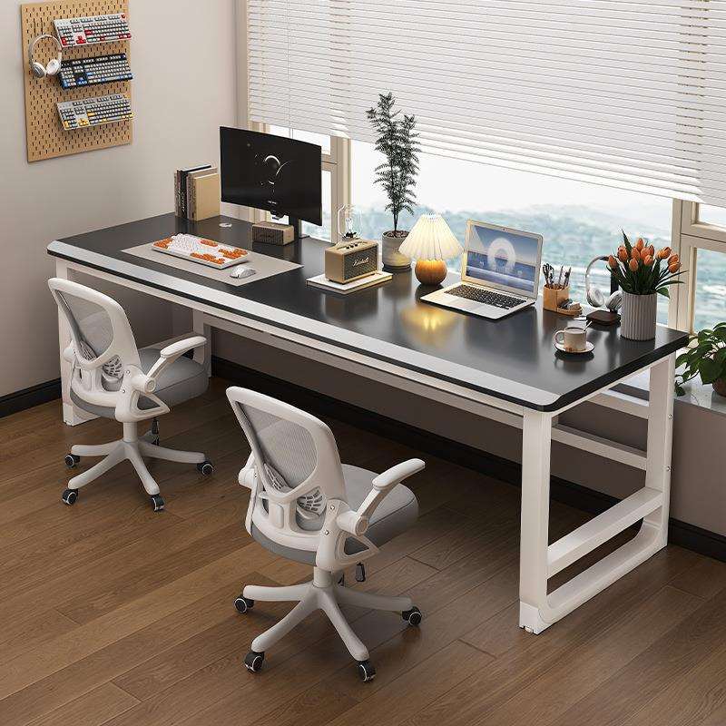 实木电竞桌台式电脑桌橡胶木双人书桌学生家用感斜边学习桌子