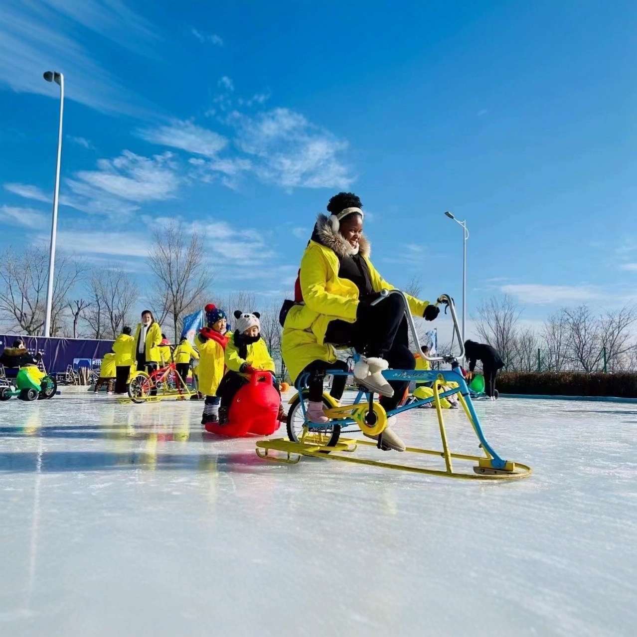 双人冰上自行车 冰场出租爬犁 儿童单人冰车 冰爬犁 滑雪车 冰车