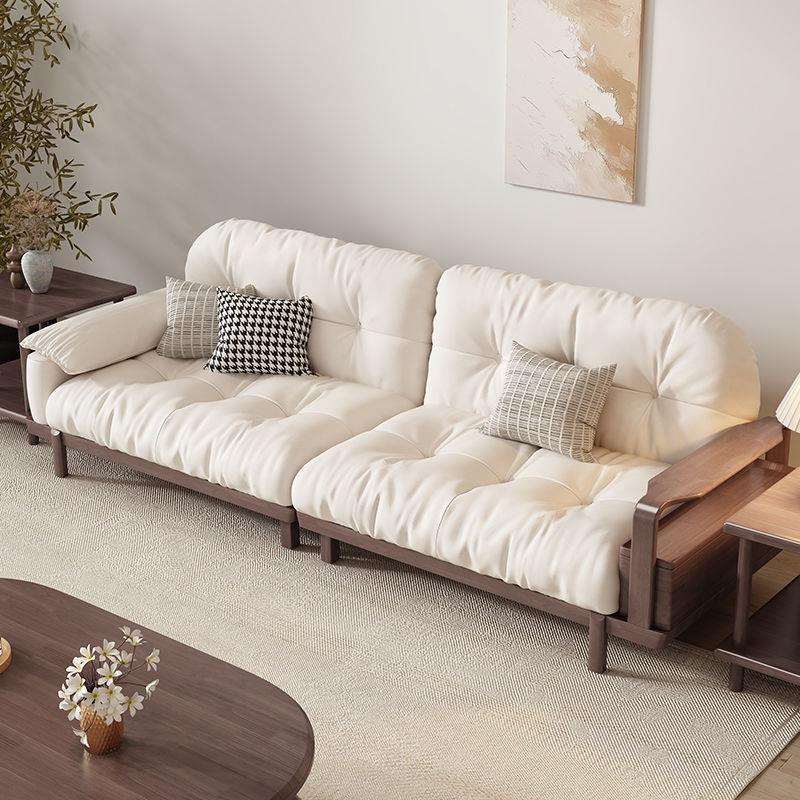 北欧胡桃木全实木云朵沙发组合简约小户型冬夏两用中古风客厅家具