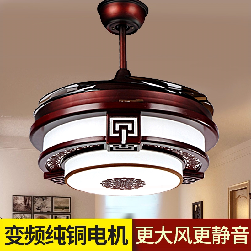 新中式吊扇灯隐形风扇灯复古电风