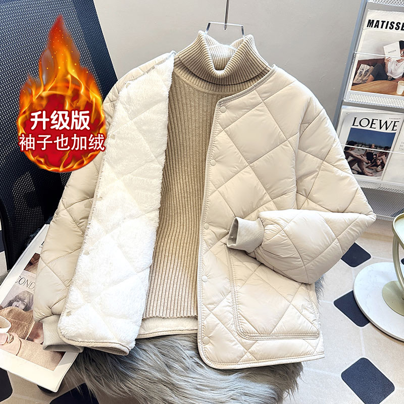 冬季羽绒棉服女士短款内胆棉衣轻薄宽松无领棉袄大码加厚学生外套