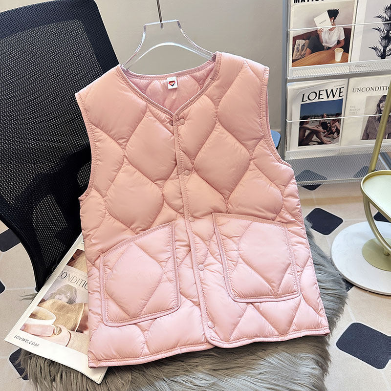 轻薄羽绒棉马甲女内穿春秋2025新款保暖坎肩修身羽绒棉背心冬马夹