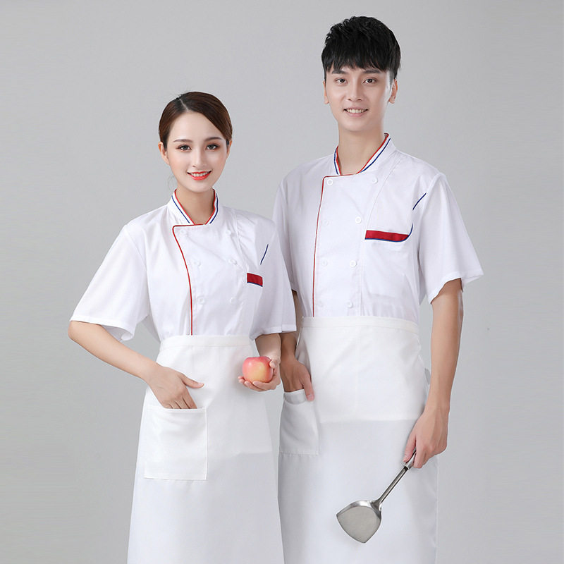 厨师服短袖男女夏季带网薄款透气