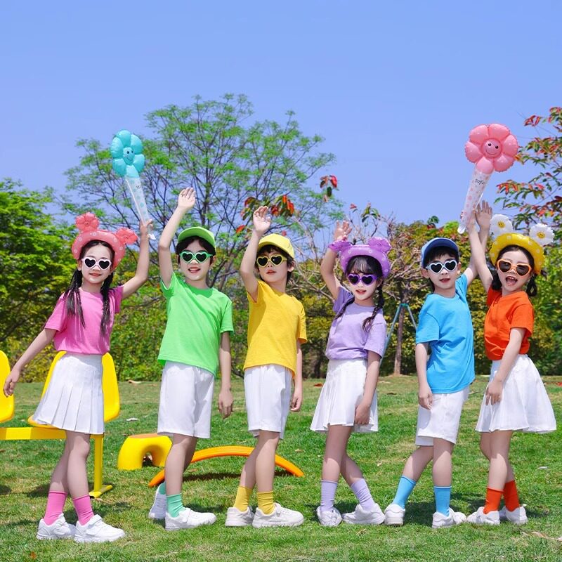 儿童彩色纯棉恤短袖小学生毕业