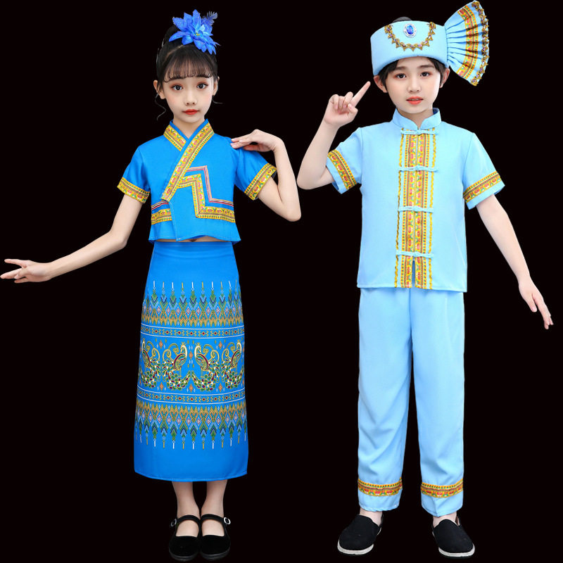 儿童傣族舞蹈服少数民族服装