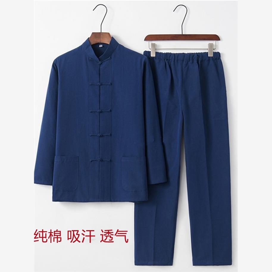 纯棉老粗布男士唐装套装