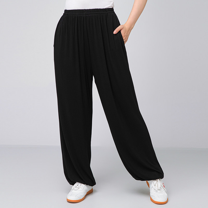 太极裤女新款莫代尔棉夏季太极拳练功裤男束脚宽松武术灯笼太极服