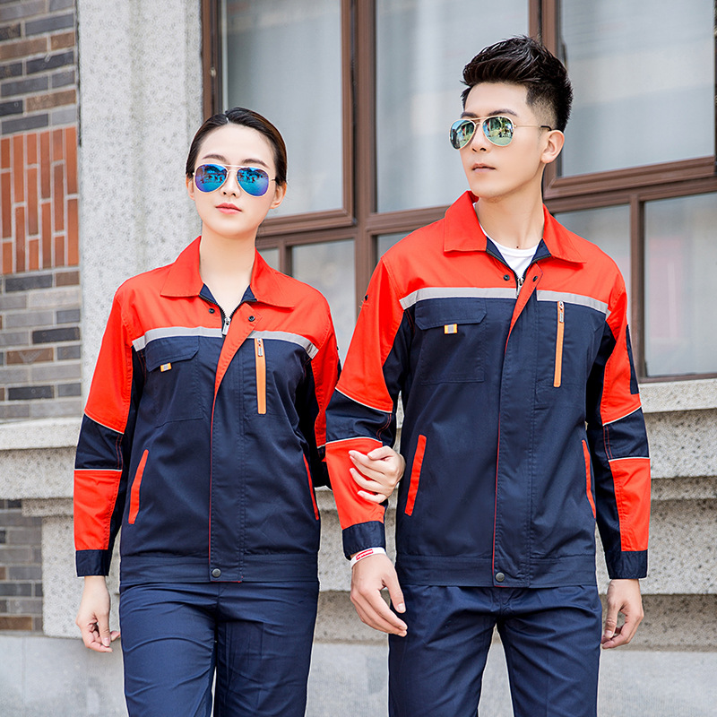 夏季长袖工作服套装男薄款机修