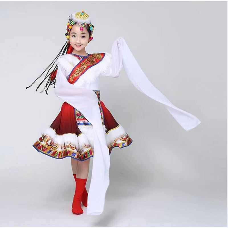儿童藏族舞蹈演出服装六
