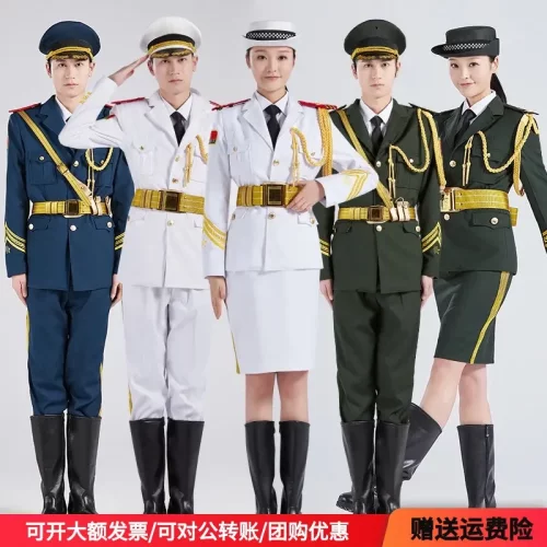 春秋礼兵服军乐队绿色演出服升旗
