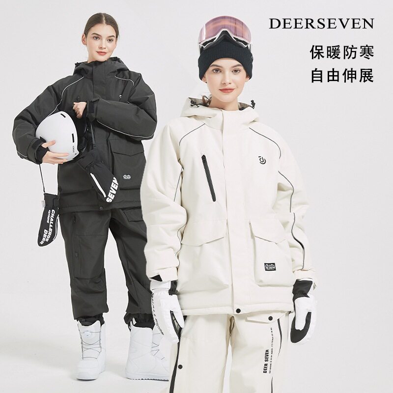纯色滑雪服新款外套连帽休闲宽松